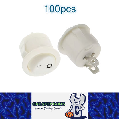 100 x Round Rocker Switch Car Boat Dashboard 2 Pin ON/OFF Power Switch White
