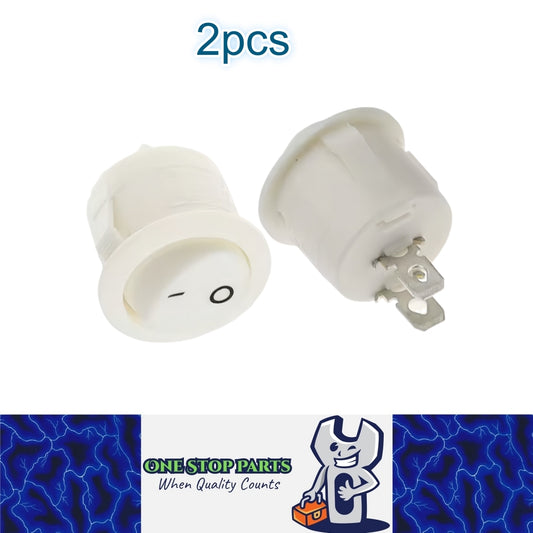 2 x Round Rocker Switch Car Boat Dashboard 2 Pin ON/OFF Power Switch White