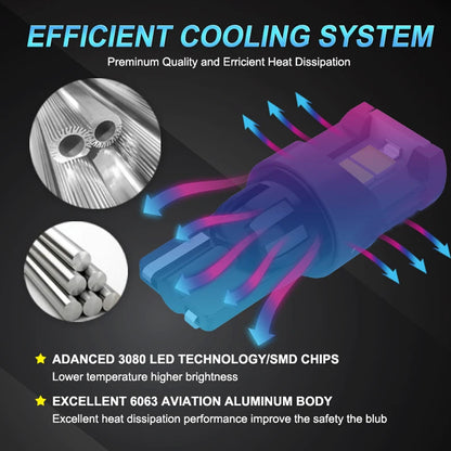 2pcs T10 Yellow Ultra Bright 6SMD 3080 Canbus LED Bulbs 194 W5W T10 LED Globes