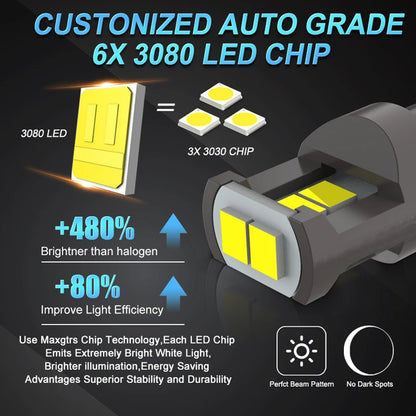 4pcs T10 Yellow Ultra Bright 6SMD 3080 Canbus LED Bulbs 194 W5W T10 LED Globes