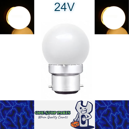 Warm White 24V B22 1W LED Bubble Globe Frosted Lens LED Bulb ideal for sign