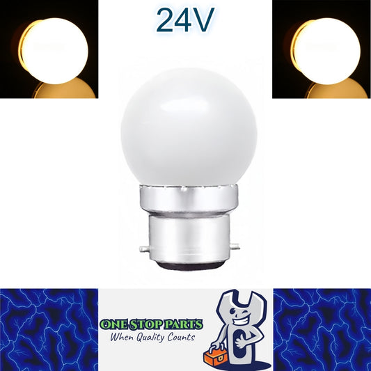 Warm White 24V B22 1W LED Bubble Globe Frosted Lens LED Bulb ideal for sign