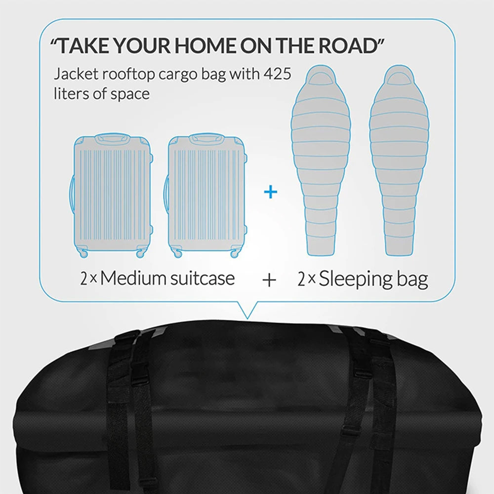 109x86x43cm Waterproof Car Roof Luggage Bag 600D Oxford Cloth Cargo Carrier Bag