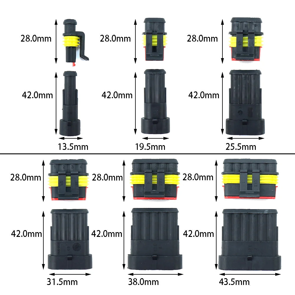 622x 1/2/3/4/5/6 Pin AMP Waterproof Connector Car Wire Plug with Crimping Plier