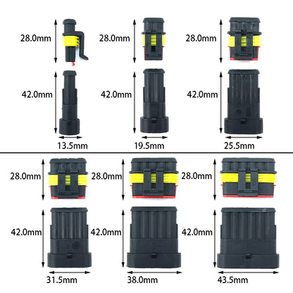 622x 1/2/3/4/5/6 Pin AMP Waterproof Connector Car Wire Plug with Crimping Plier
