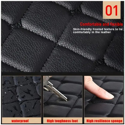 5 x Beige Waterproof Leather Car Floor Mats Universal Auto Foot Pad Protector