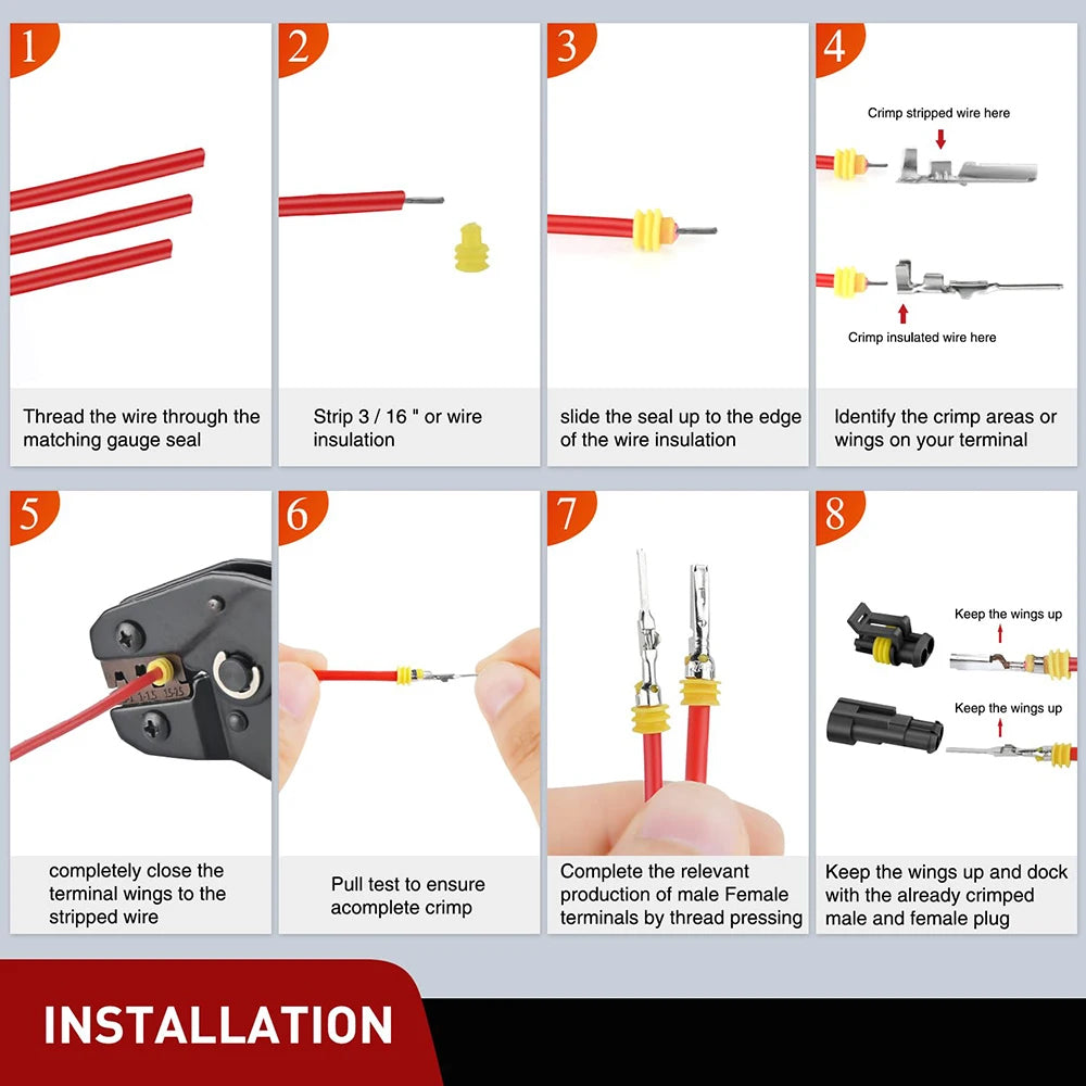 10 Sets 6 Pin Way AMP Waterproof Connector Car Electrical Wire Connectors Plugs