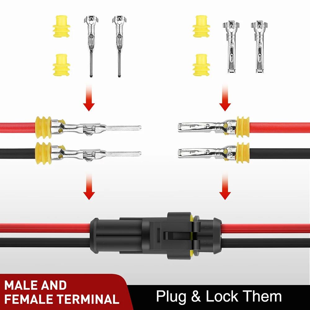 10 Sets 5 Pin Way AMP Waterproof Connector Car Electrical Wire Connectors Plugs