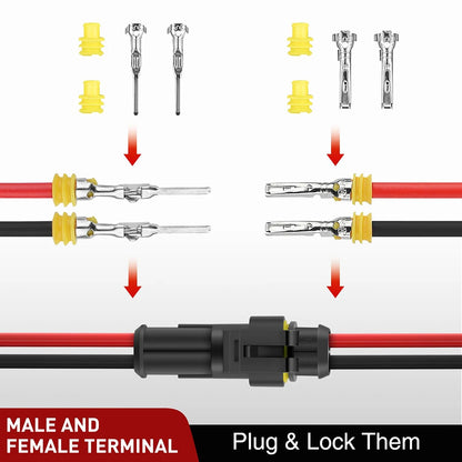 10 Sets 5 Pin Way AMP Waterproof Connector Car Electrical Wire Connectors Plugs
