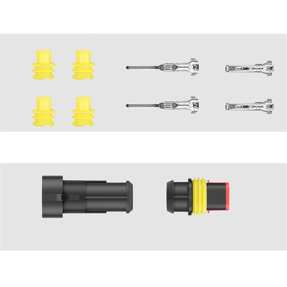 10 Sets 2 Pin Way AMP Waterproof Connector Car Electrical Wire Connectors Plugs
