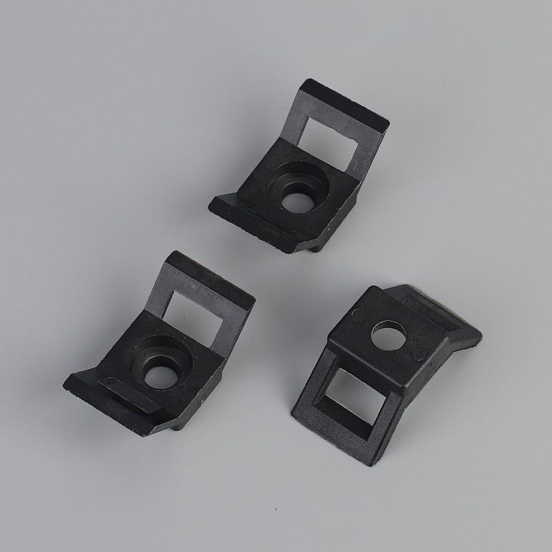 100 X Black Cable tie Wing Mounts Plastic 5.2mm Centre screw or pop rivet base