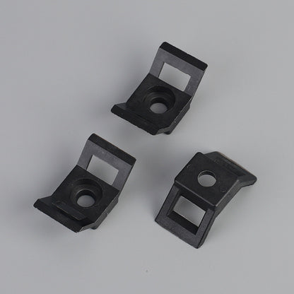 100 X Black Cable tie Wing Mounts Plastic 5.2mm Centre screw or pop rivet base