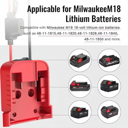 2 x Power Wheel Battery Adapters Converter with Switch for Milwaukee M18 Battery