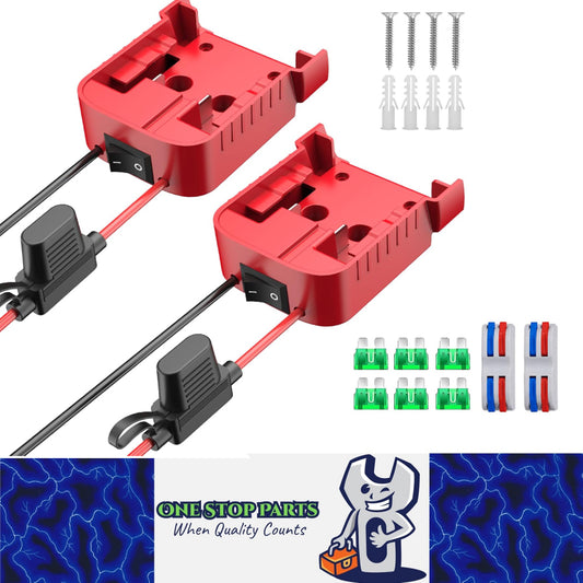 2 x Power Wheel Battery Adapters Converter with Switch for Milwaukee M18 Battery