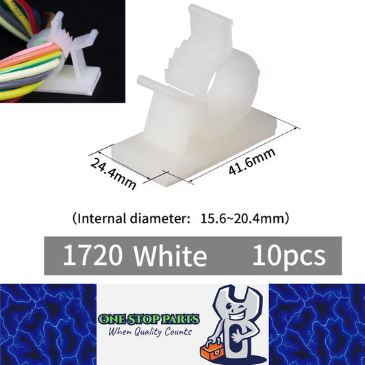 10 x Adjustable Cable Clips ID15.6-20.4mm Self-Adhesive Wire Clamps Cord Holders