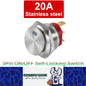 White LED 22mm Metal Push Button Switch 12V 20A 3Pin ON/OFF Self-Locking Switch
