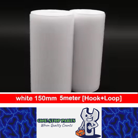 Pair White 5M x 150mm Non-Adhesive Hook and Loop Tape Sewing Fastener Magic Tape