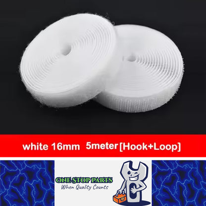 Pair White 5M x 16mm Non-Adhesive Hook and Loop Tape Sewing Fastener Magic Tape
