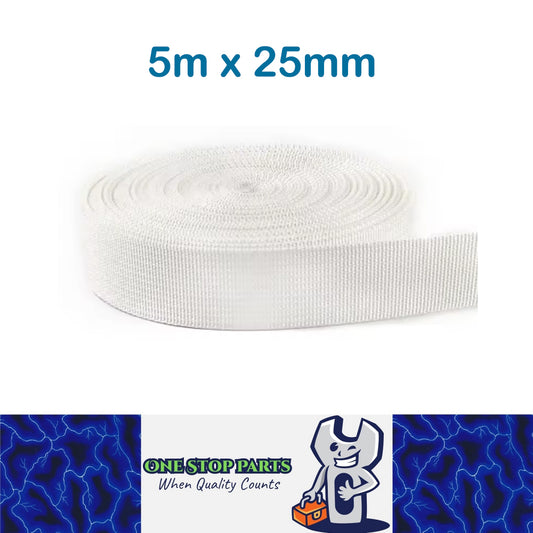 5m x 25mm White Nylon Webbing Strap Safety Belt Knapsack Bag Leash DIY Crafting