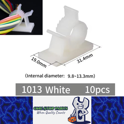 10 x Adjustable Cable Clips ID9.8-13.3mm Self-Adhesive Cord Holders Wire Clamps