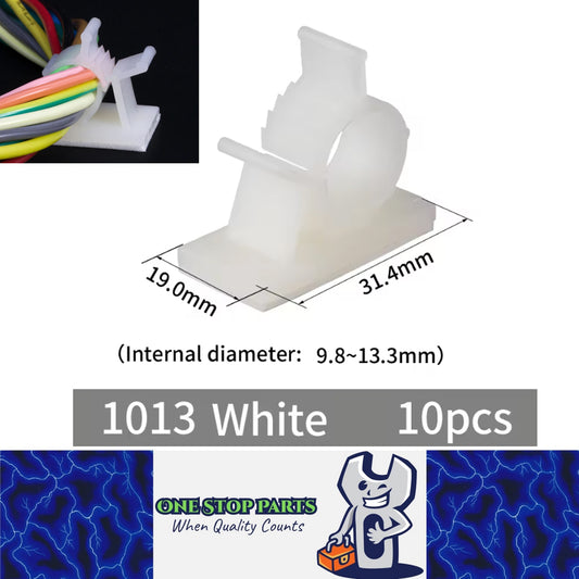 10 x Adjustable Cable Clips ID9.8-13.3mm Self-Adhesive Cord Holders Wire Clamps
