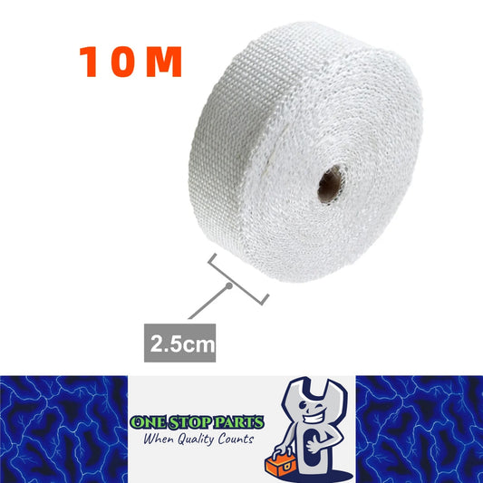 10M x 2.5CM White Exhaust Pipe Heat Shield Insulation Wrap Thermal Exhaust Tape