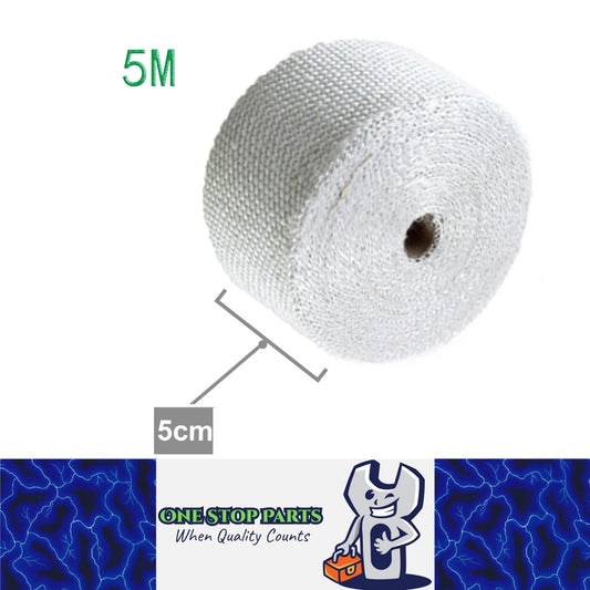 5M x 5CM White Exhaust Pipe Heat Shield Insulation Wrap Thermal Exhaust Tape