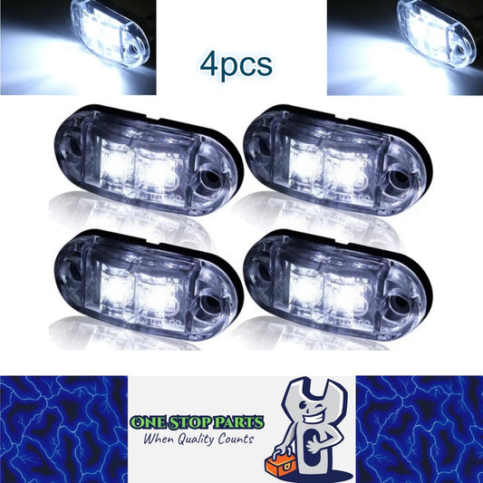 4 x White Front Marker Lamps ADR Compliant E Mark 12v/24v Multivolt (4pcs)