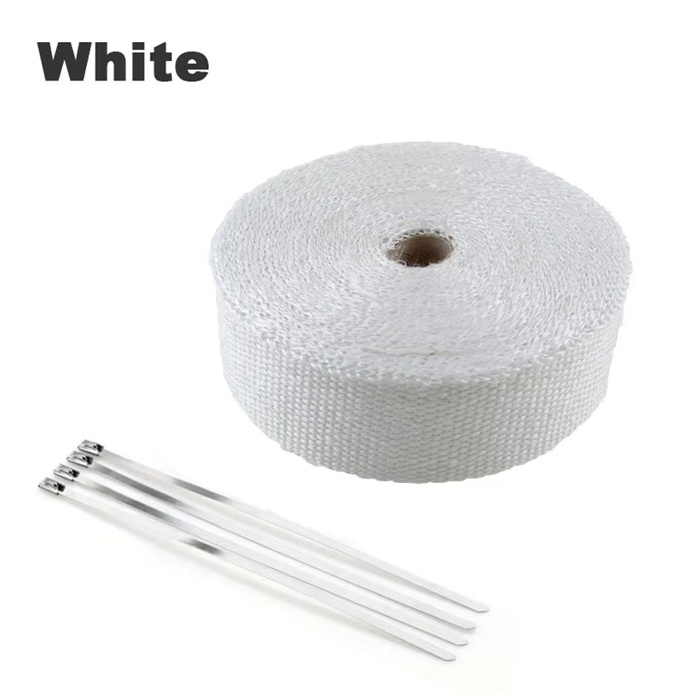 5M x 5CM White Exhaust Pipe Heat Shield Insulation Wrap Thermal Exhaust Tape
