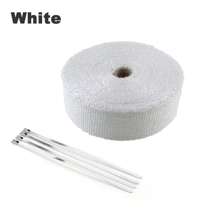 5M x 5CM White Exhaust Pipe Heat Shield Insulation Wrap Thermal Exhaust Tape