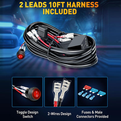 2 x White LED Light Bar 120W 178x80mm Flood Spot LED Work Light with Harness