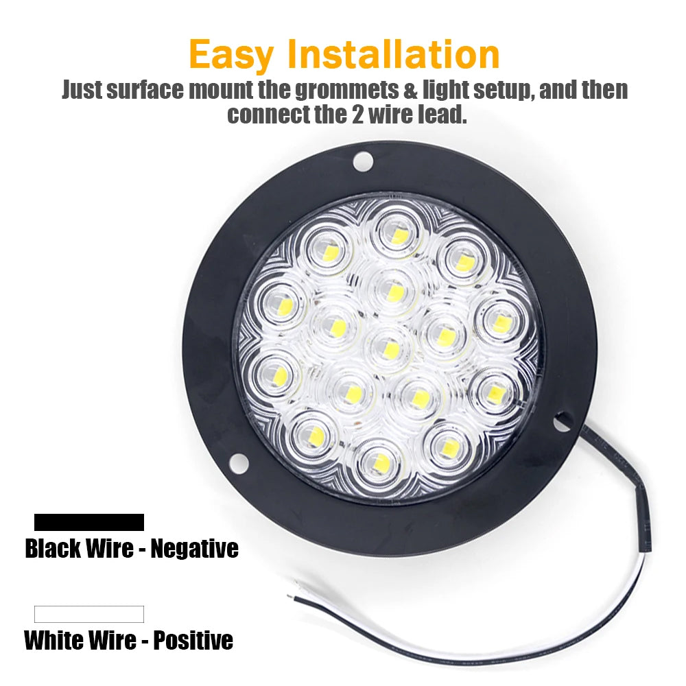 2 x White LED Rear Light Round 136mm 12-24V Reverse Lamp Tail Lamp Trailer Truck