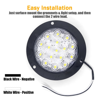 2 x White LED Rear Light Round 136mm 12-24V Reverse Lamp Tail Lamp Trailer Truck