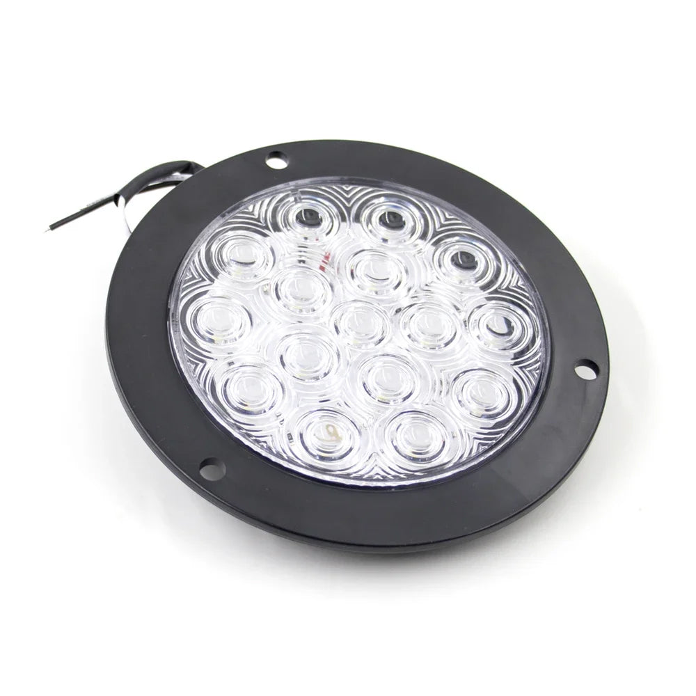 2 x White LED Rear Light Round 136mm 12-24V Reverse Lamp Tail Lamp Trailer Truck