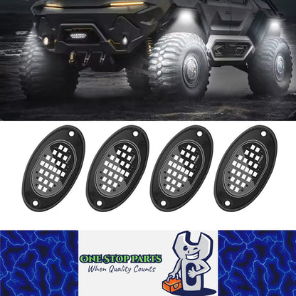 4pcs White LED Rock Lights LED Chassis Lights for Car Pickup Truck SUV UTV ATV