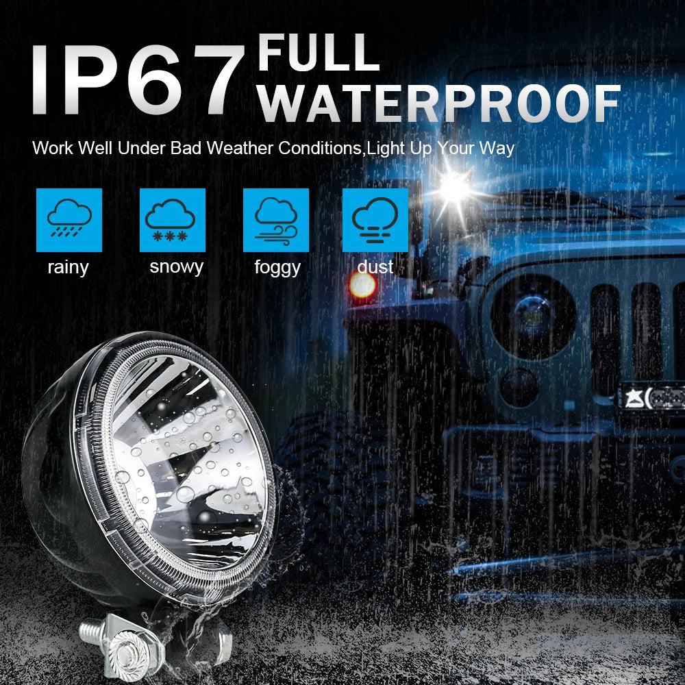 2 x White LED Work Lights Round Lamps 82mm 12V-24V Spot Beam LED Spotlights