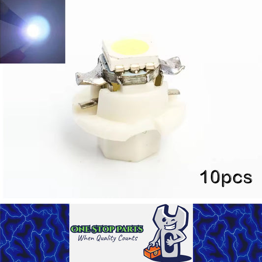 10 x White T5 Cap B8.4D 5050 SMD Instrument Light Twist and Lock LED Dash Light
