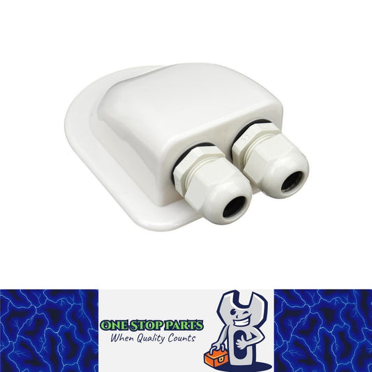 White Waterproof Solar Panel Double Cable Entry Box Ideal for Roof of Caravan