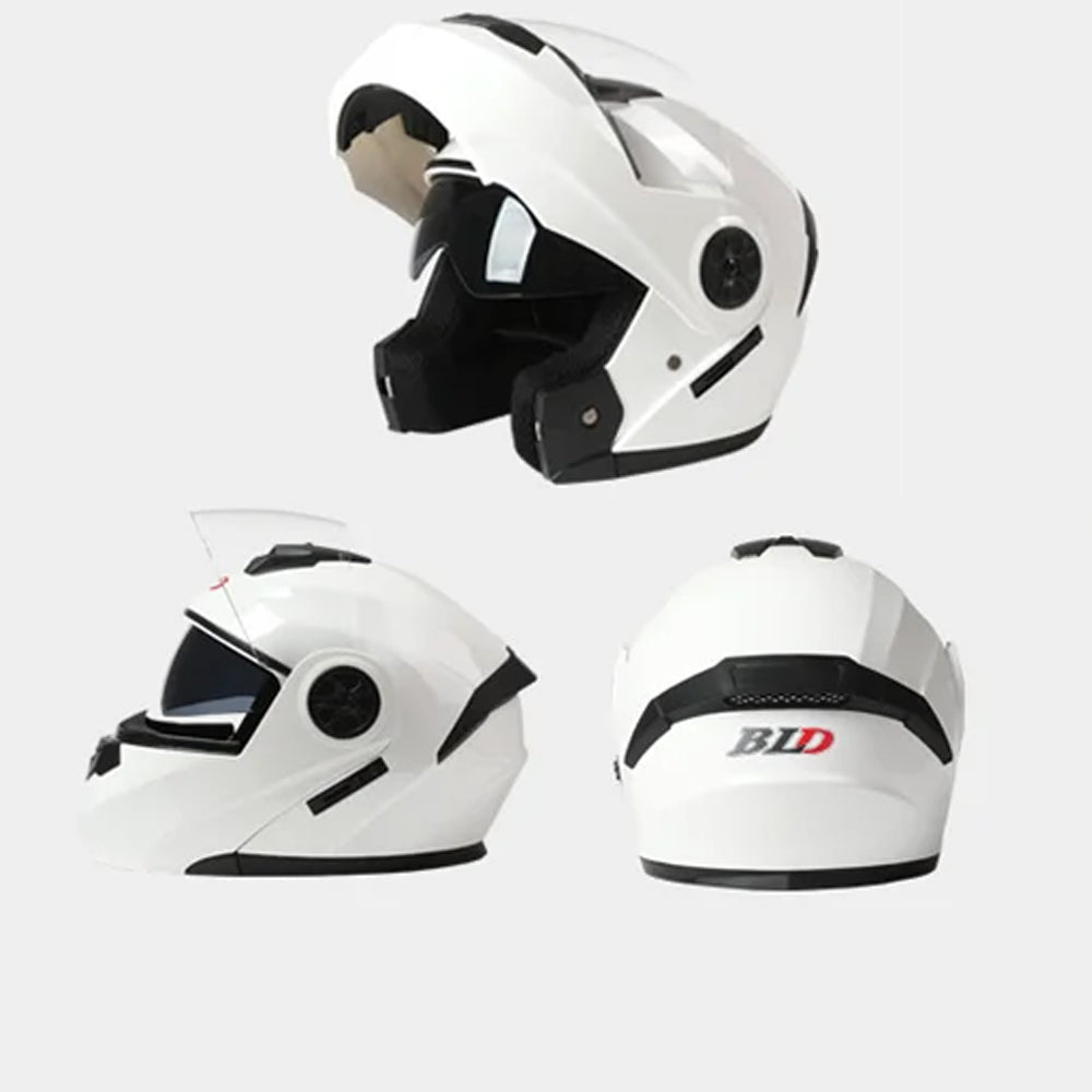 1 x White Size XL Motorcycle Full Face Helmet Men Women Fashion Dual Lens Helmet