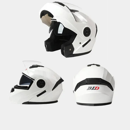 1 x White Size XL Motorcycle Full Face Helmet Men Women Fashion Dual Lens Helmet