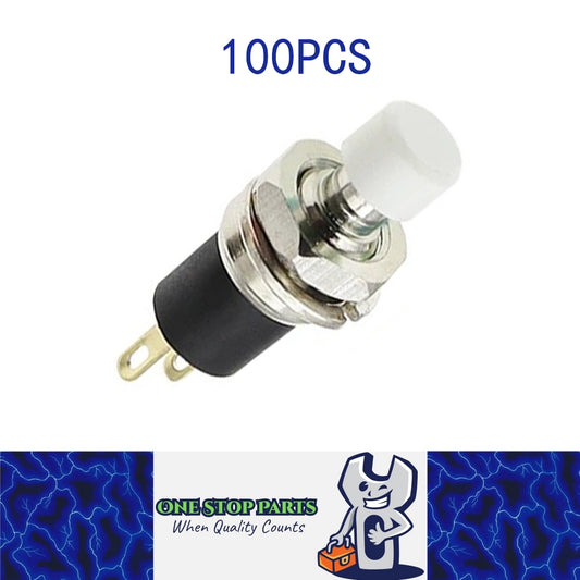 100 x White Push Button Switches 7mm ON/OFF Self Reset Panel Momentary Switches