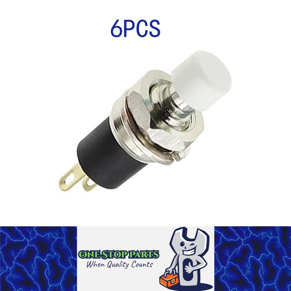 6 x White Push Button Switches 7mm ON/OFF Self Reset Panel Momentary Switches
