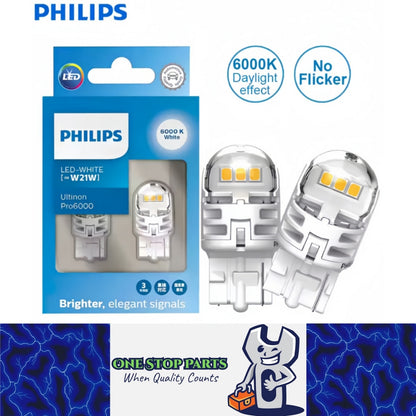 2 x Philips T20 7440 White LED Globes 12V 6000K Philips 7440 LED Reverse Light