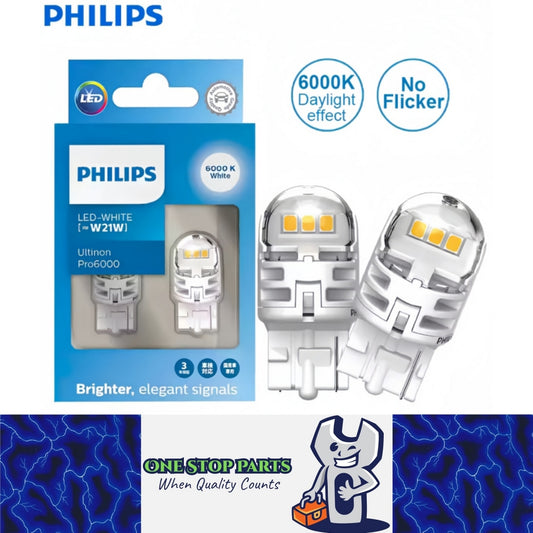 2 x Philips T20 7440 White LED Globes 12V 6000K Philips 7440 LED Reverse Light