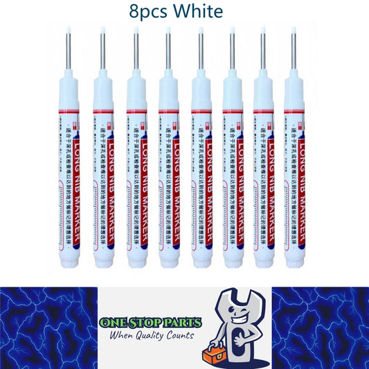 8 x 20mm White Deep Hole Marker Pens 8pcs White Long Tip Nib Markers (8pcs)