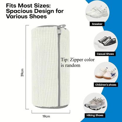 Shoe Washing Bag Fluffy Fiber 360° Clean Zipper Laundry Net Reusable for Sneaker