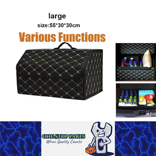 Gold L PU Car Storage Box Trunk Organizer Collapsible Cargo Tool Storage Box