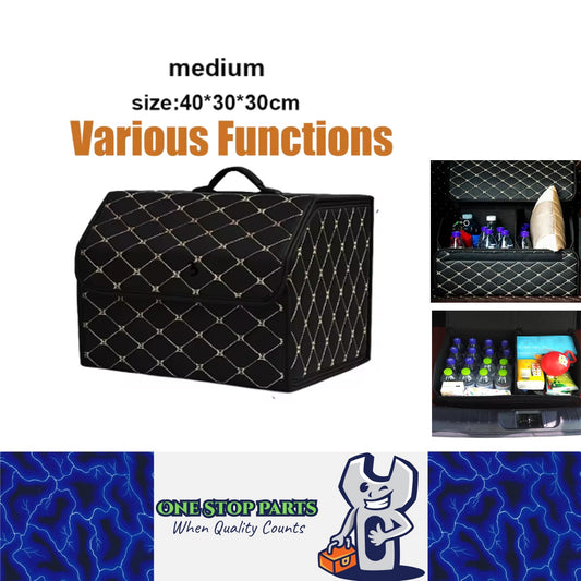 Gold M PU Car Storage Box Trunk Organizer Collapsible Cargo Tool Storage Box