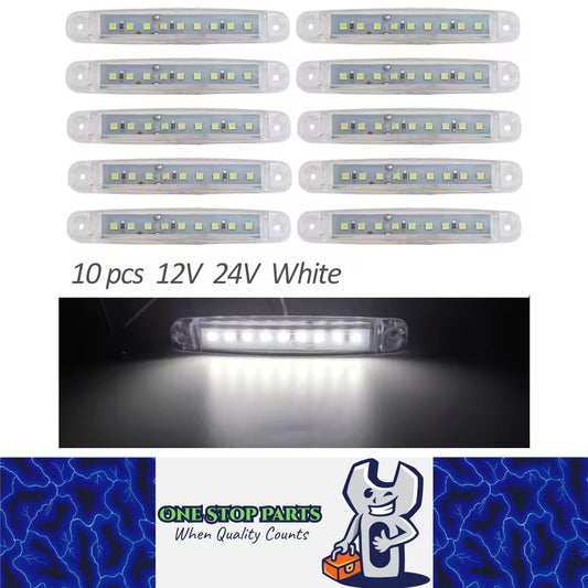 10 x White LED Front Marker Lamps  9SMD 12V/24V LED Front Marker Light 10pcs