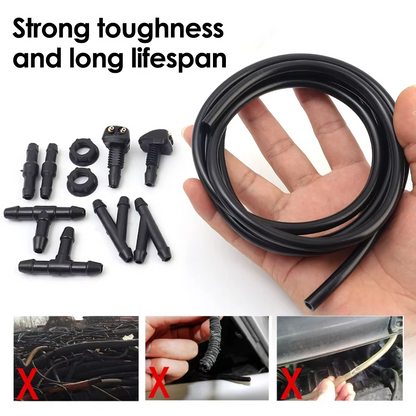 Windscreen washer kit 1m Hose spray heads Joiners T pieces Splitters Pack